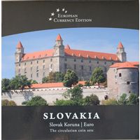 Набор монет "Словакия: словакская крона и евро" (10, 5, 2, 1 кроны)