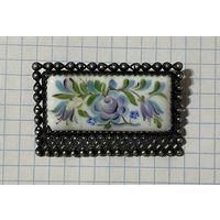 Брошь. СССР. Скань, финифть. Есть скол.