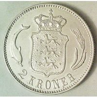 ДАНИЯ 2 кроны 1916 год "КРИСТИАН X" (серебро)