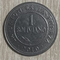 Монета 1 боливиано 2010 год. Боливия.