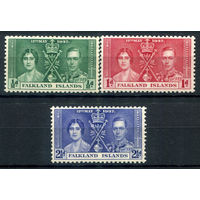 Британские колонии - Фолклендские острова - 1937г. - коронация короля Георга VI и королевы Елизаветы - 3 марки - полная серия, MLH, MH [Mi 75-77]. #2-Bc-D-KS-4