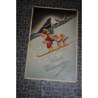 Старинная открытка: "С Новым Годом!" Прикольная;) - моя коллекция до 1930 года - антикварная редкость-!