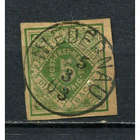 Германские земли - Вюртемберг - 1890 - Цифры 5 Pf. - (с гашением NIEDERNAU) - 1 вырезка. Гашеная.  (LOT Gw3)-T3P17