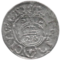 Город Эльблонг /Эльбинг/. Королевство Швеция. 3 полугроша /полторак, паўтарак/ 1632. Густав II Адольф