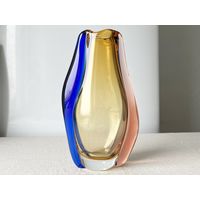 Ваза Чехия винтаж Machovska 23см цветное стекло