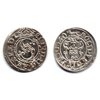 Шеляг 1620, Сигизмунд III Ваза, Рига. Сокращенная дата '6Z0', лиса влево. Штемпельный блеск, красивое коллекционное состояние