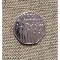 Великобритания 50 пенсов, 2018 100 лет представлению Закона о народе