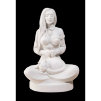 Статуэтка для интерьера Девушка с котом Гипс