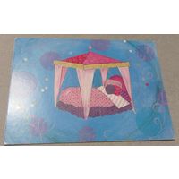 Посткроссинг. Открытка из Германии: кроватка  (10х15). Прошла почту. Художественные марки, чёткий штемпель.