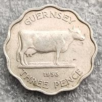 Гернси 3 пенса 1956 г.   (тонкая монета)