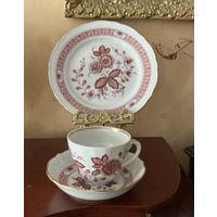 Чайная тройка Цветы в стиле Мейссен Германия винтаж