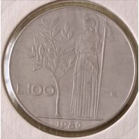 Италия. 100 лир 1980 года.