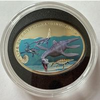 1 доллар 2013 г. Юрский период. Морские Динозавры .  Ниуэ.  СЕРЕБРО. 925 пр.