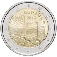 2 евро 2019 Испания Авила UNC из ролла