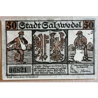 Германия 50 пфеннигов 1921 г Зальцведель (Salzwedel), 1162.1a, UNC, (# типографский)