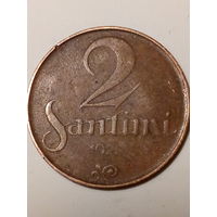 2 сантима Латвия 1922 год
