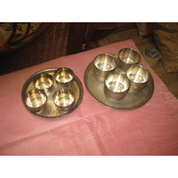 Набор стопок для коньяка и вина ЮММЕТ 1978 г. с серебрением