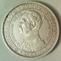 ДАНИЯ 2 кроны 1906 год "ПРЕСТОЛОНАСЛЕДИЕ" (серебро)