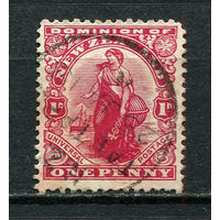 Новая Зеландия - 1909/1916 - Аллегория Зеландия 1Р 1P - [Mi.123] - 1 марка. Гашеная.  (LOT Gu31)-T3P53