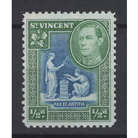 1938 Св Винсент / St Vincent ** 1/2 d, Георг VI , Юстиция стандарт