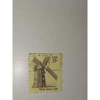США 1980 Ветряная мельница в Портсмуте, штат Род-Айленд, символизирующая ратификацию Конституции США штатом Род-Айленд в 1790 году.