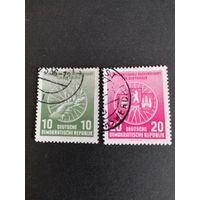 ГДР 1956 Серия марок "Международная велогонка "Дружба" Варшава-Берлин-Прага" (гашение без клея) Mi.521-522 каталог 0.70 евро