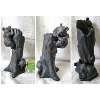 Медвежата на пне, карандашница. Чугунное литьё.