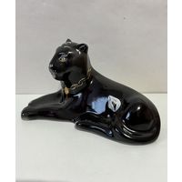 Статуэтка "Пантера" (Багира) редкий окрас с позолотой. Фарфор. Добруш. 	 АУКЦИОН не с рубля без МПЦ.