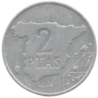 Королевство Испания. 2 песеты 1984. Карта Испании.