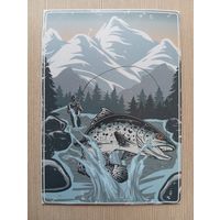 О-10. ПОДПИСАННАЯ ОТКРЫТКА РОССИЯ. РЫБАЛКА. ПРЫГАЮЩАЯ ФОРЕЛЬ.