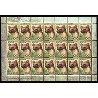 Беларусь. 2008. Стандарт. Куница лесная (1000р) (з.141-2011) Лист