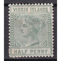 1.BrKCI. Великобритания. Колонии. Виргинские острова. Стандарт. Виктория. 1883 г. 1/2P. Mi.#10.