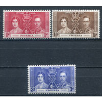 Британские колонии - Нигерия - 1937г. - коронация короля Георга VI и королевы Елизаветы - 3 марки - полная серия, MLH [Mi 43-45]. #2-Bc-D-KS-2