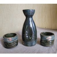 Набор для саке, обливная керамика.