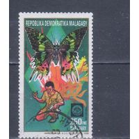 [870] Мадагаскар 1988. Фауна.Скаутизм.Бабочка. Гашеная марка.
