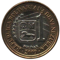 Боливарианская Республика Венесуэла. 1 боливар 2009. Биметалл