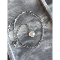 Кулон в форме Сердце из натурального камня Розовый кварц с цепочкой сталь