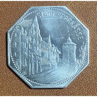 Германия Нюрнберг нотгельд 20 пфеннигов 1921 год. Городская сберкасса трамвайный жетон