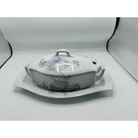 Красивая супница с подносом. Польша, 1934г.