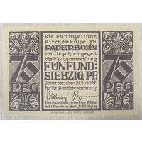 Нотгельд Падерборн 75 пфеннигов 1921 год. Веймарская республика