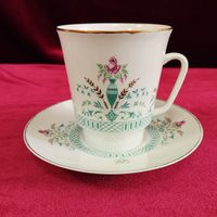Чайная пара (чашка с блюдцем) Шиповник, костяной фарфор