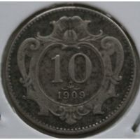 Австрия 10 геллеров 1909 год