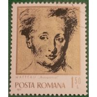 Румыния 1971. Автопортрет французского живописца Жанна Антуана Ватто 1684-1721