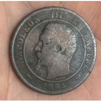10 сантимов с изображением Наполеона III. 1854 год, хорошее качество!