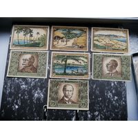 Германия Набор Нотгельдов 75 пфеннигов (7шт) Колонии в Африке