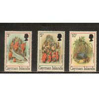 Кайманы-1980(Мих.456I-458I) , **   ,  Морская  Фауна ,Рыбы,Крабы,Раковины