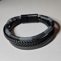 Браслет кожаный, плетёный "Змеиная кожа"