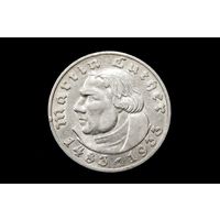 5 марок (рейхсмарки) 1933 г, D. Третий рейх (Германия). "450 лет со дня рождения Мартина Лютера". Штемпельный блеск, редкая!