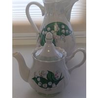 Кувшин (Сливник) и чайник-заварник.Минский фарфоро-фаянсовый завод.СССР.