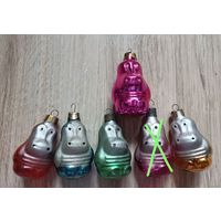 Елочные игрушки, стекло, бегемот